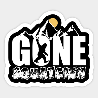 Gone Squatchin'! Funny Bigfoot Mountains Sticker